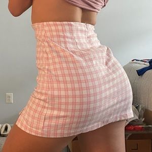 John Galt Pink and White Mini Skirt